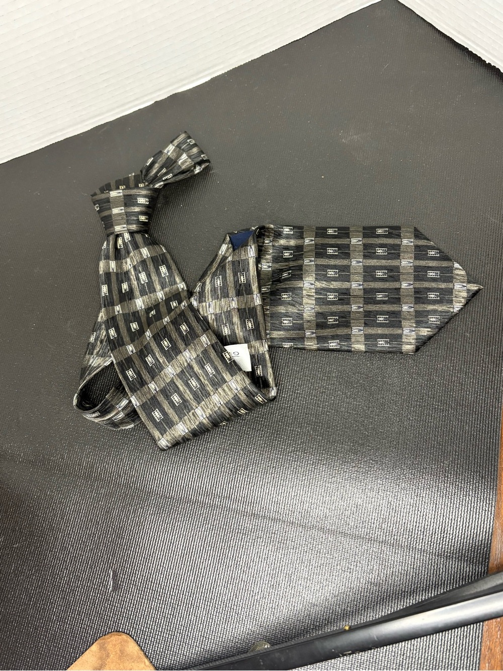 Givenchy Black and Silver Checked Men's Silk Tie